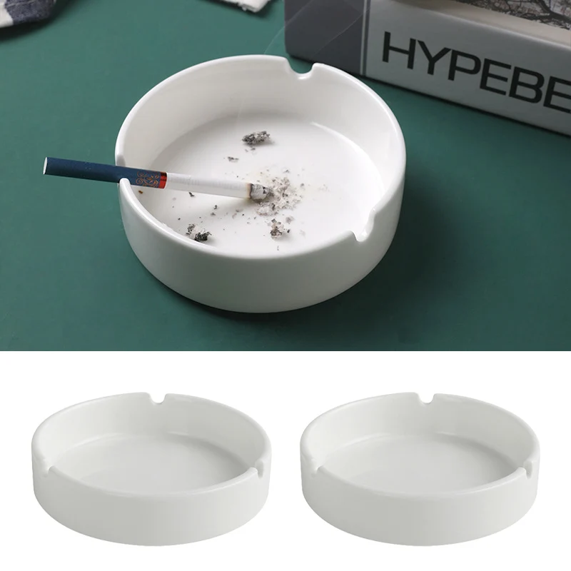 

Ashtray Hotel restaurant hotel office household simple round ceramic ashtray white small windproof ashtray desk decoration
