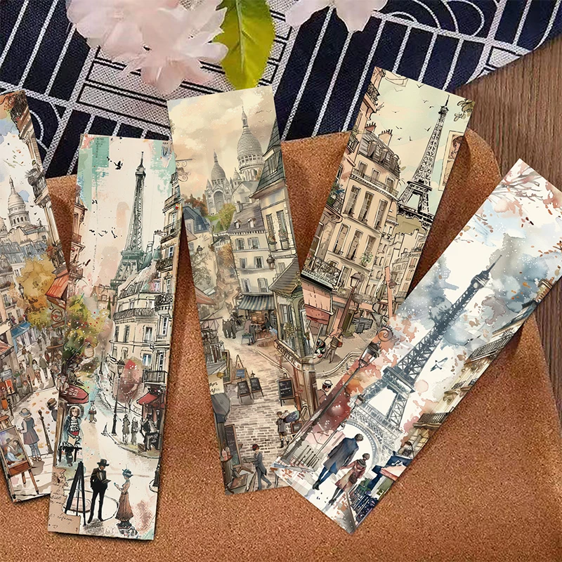 30PCS Rome Italian Building Bookmark Vintage Motivational Bookmarks European Scenic Spots Retro Old Postcard Bookmarks Students