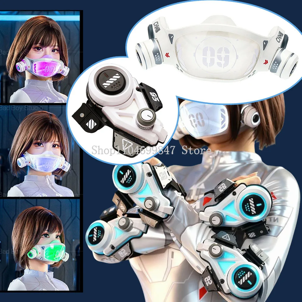 

Cool Cyber Glow Cosplay Maks Arm Props Punk Events Shows Futuristic Halloween Outfit LED Luminous Mechanical Arm Accessories