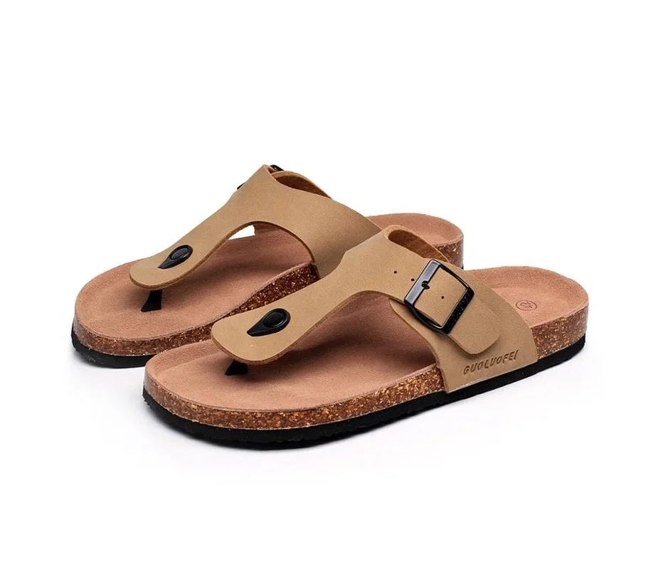 Zapatillas de corcho para hombre y mujer, zuecos de piel de ante, chanclas informales para exteriores, sandalias de playa de lujo, novedad de verano