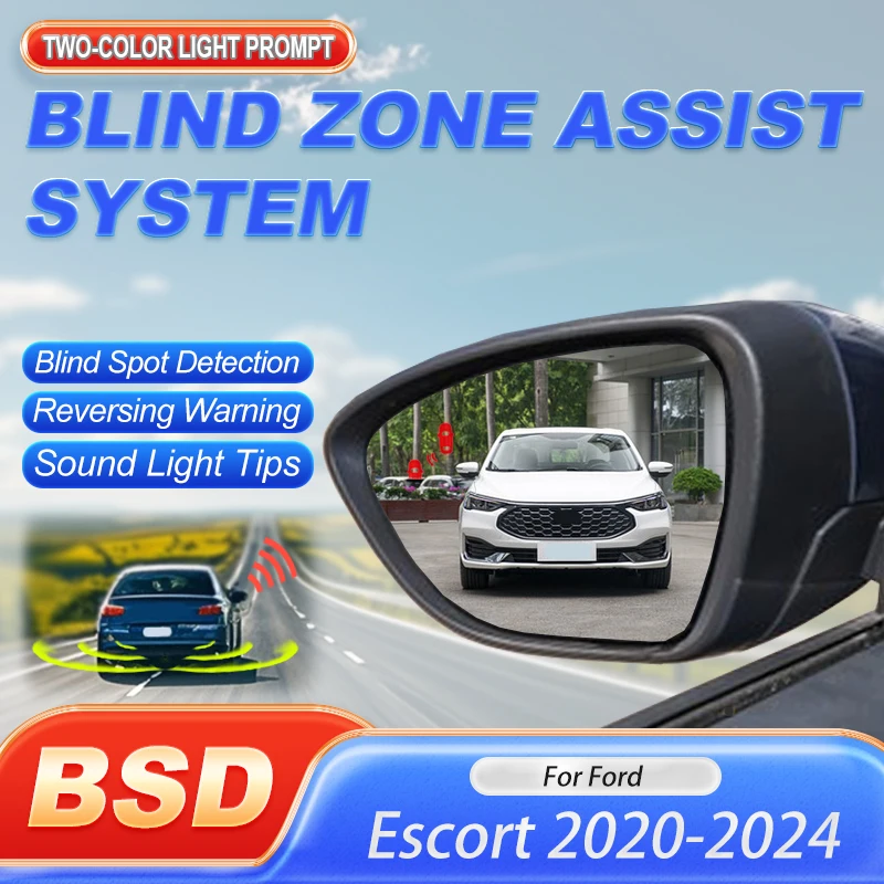 Car Alarm Electronic Device BSD BSM BSA Blind Area Spot Warning Detection System Parking Sensor Kit For Ford Escort 2020 to 2024