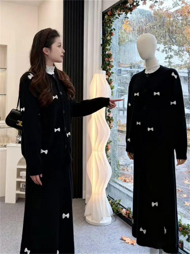 

Korean Lazy Sle Knot Two-Piece Set Women's Faion Spring Skirt Casual Wear Comfortable Lightweight Polyester