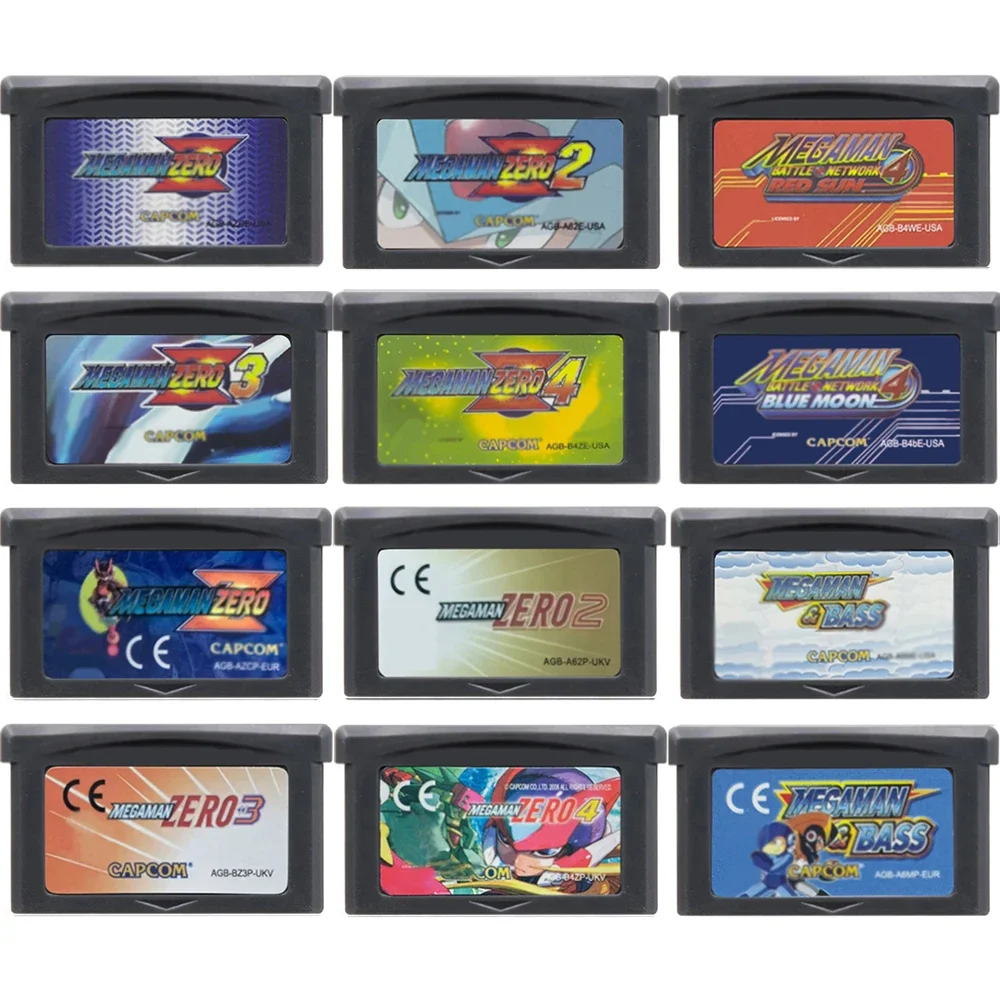 Mega Man GBA Games Cartridge 32 Bit Video Game Console Card Mega Man Zero 1 2 3 4 Red Sun Blue Moon for GBA SP
