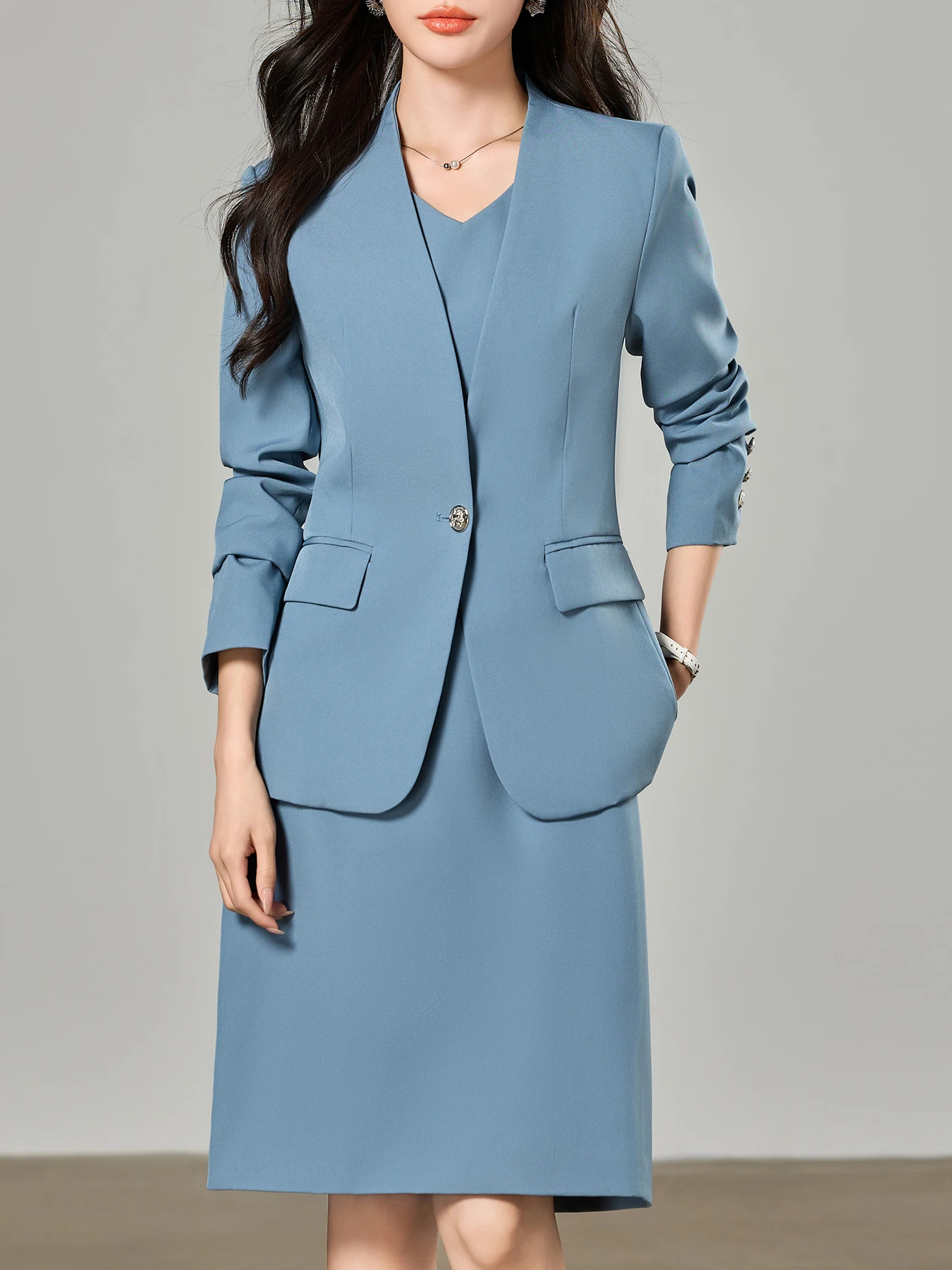 

Slim-Fit High-End Commuter Two-Piece Suit | Women's Business Blazer Set for Spring & Autumn