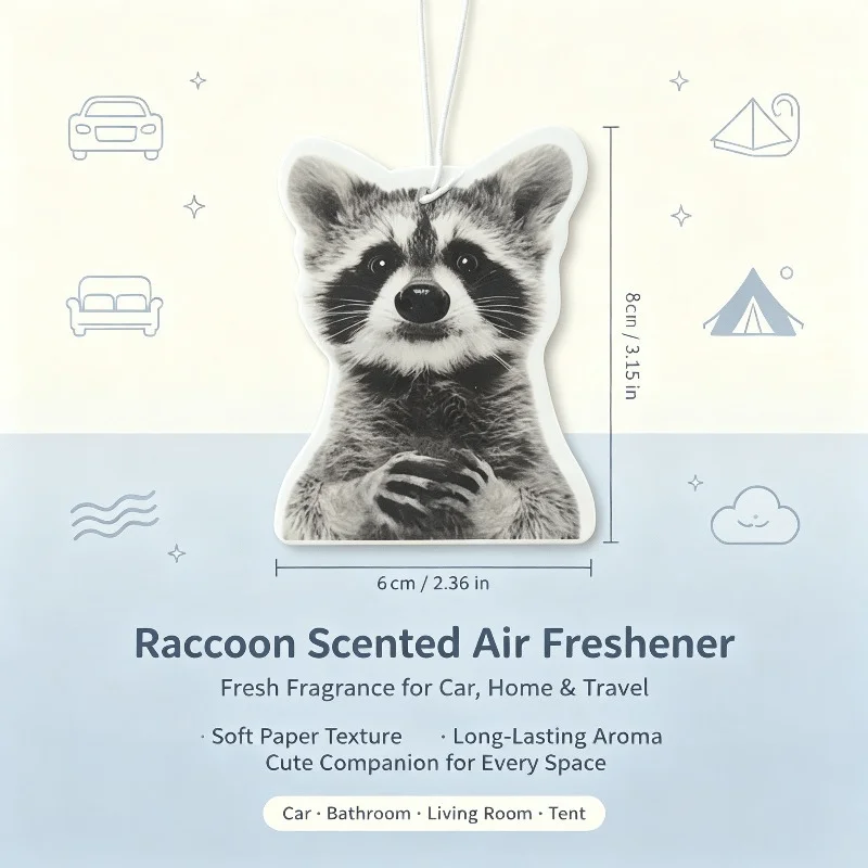 Car Air Freshener Cute Raccoon Animal Meme Hanging Scent Card for Car Rearview Mirror Decor Ornament Gift