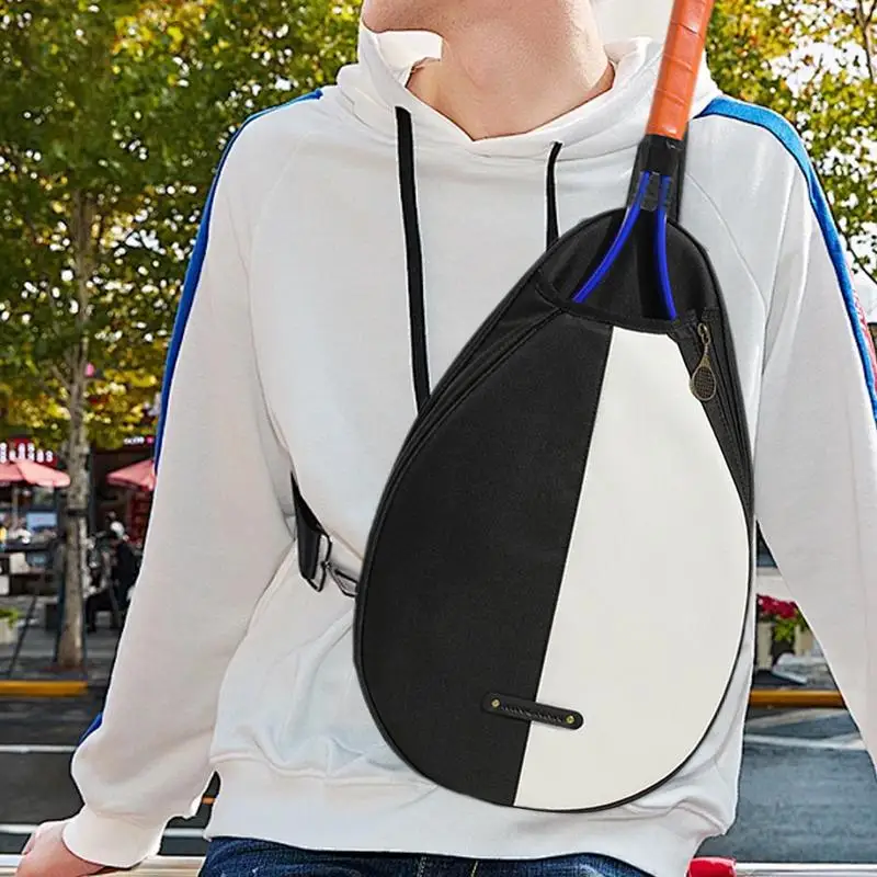 Tennis Sling Bag Tennis Racket Case Pickle Ball Bag Waterproof Fashion Tennis Backpack Smooth Zipper Pickle Ball Sling Bag For