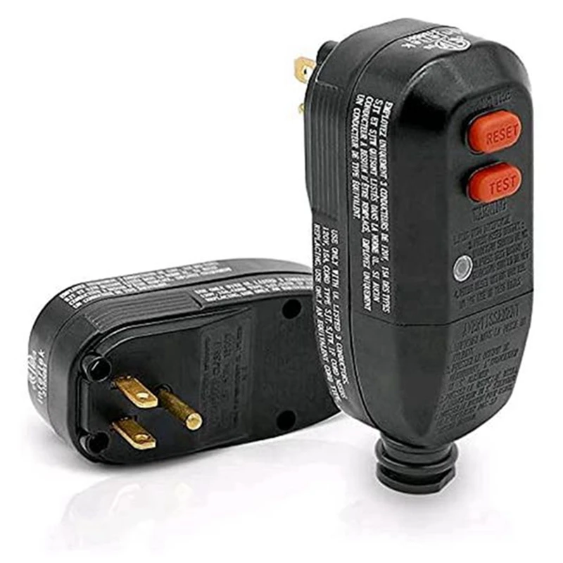 US Plug,2Pcs GFCI Plug Replacement 3 , Auto Reset 15Amp Listed Ground Fault Circuit Interrupter Adapter Replacement-A62I