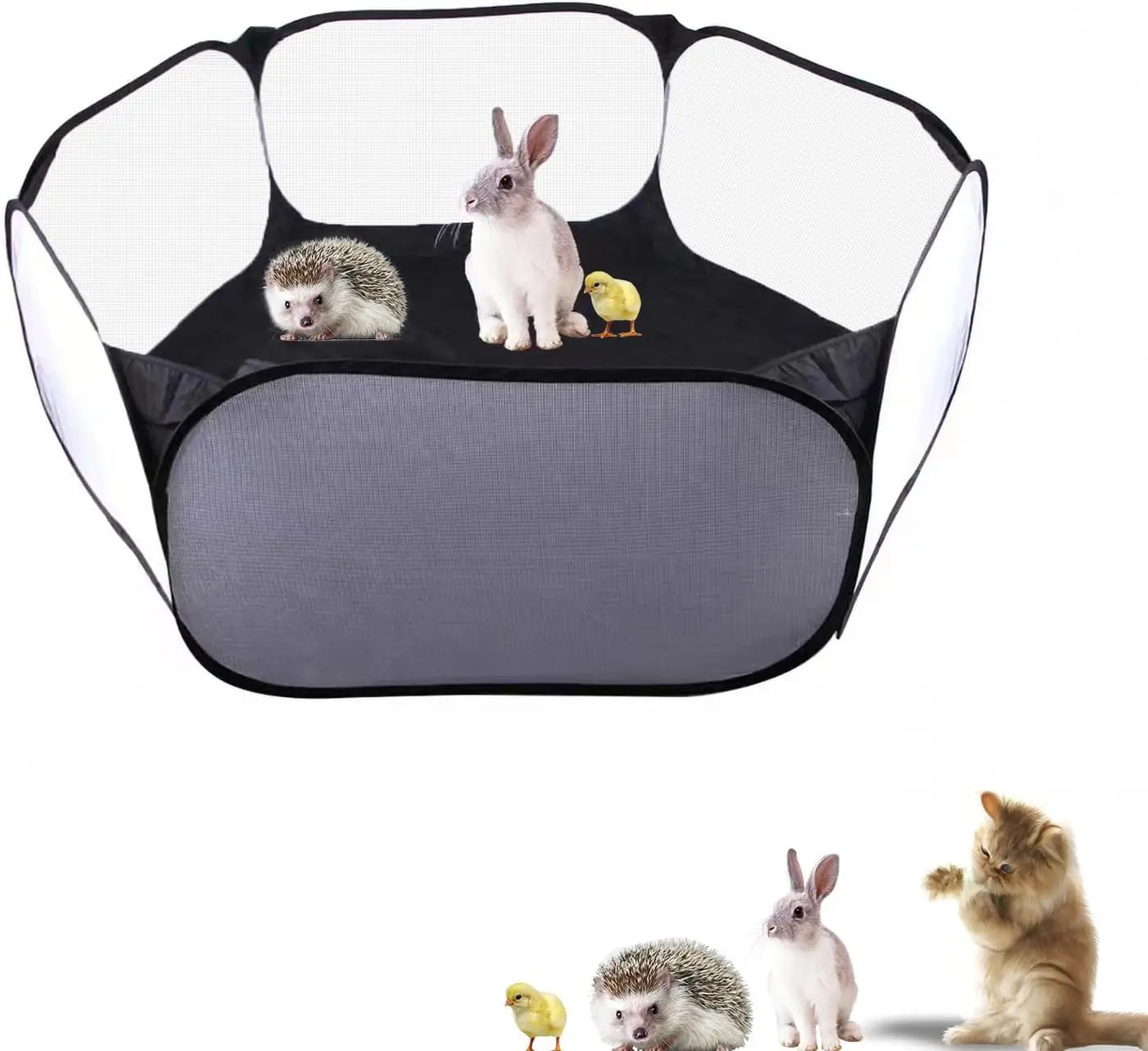 

Pop-up Small Animal Playpen Portable Pet Tent Indoor Outdoor Fence for Rabbit Guinea Pig Hamster Kitten Puppy