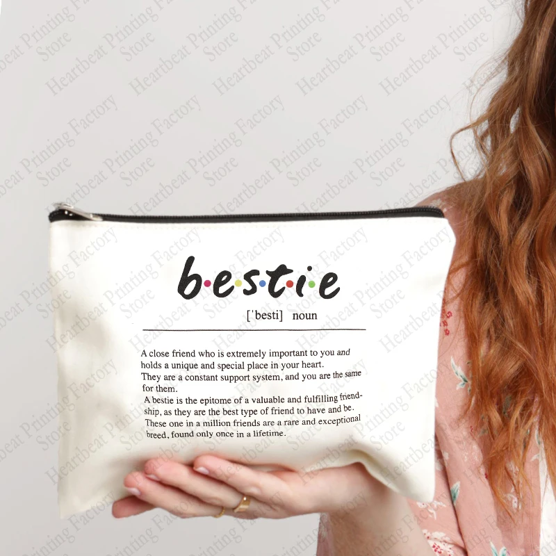 Bestie Print Makeup Bag Best Gift for Besties Women Travel Lipstick Bag Ladies Girls Cosmetic Bag Christmas Gift for Friend