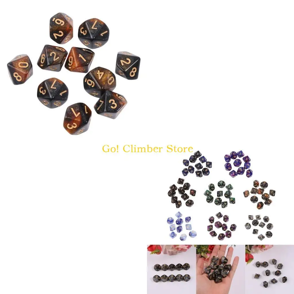 

Q84C 10pieces/set Acrylic Dice Set Polyhedral D10 10 Sided 15mm Dice for RPG Game Gift Party Role Play Game