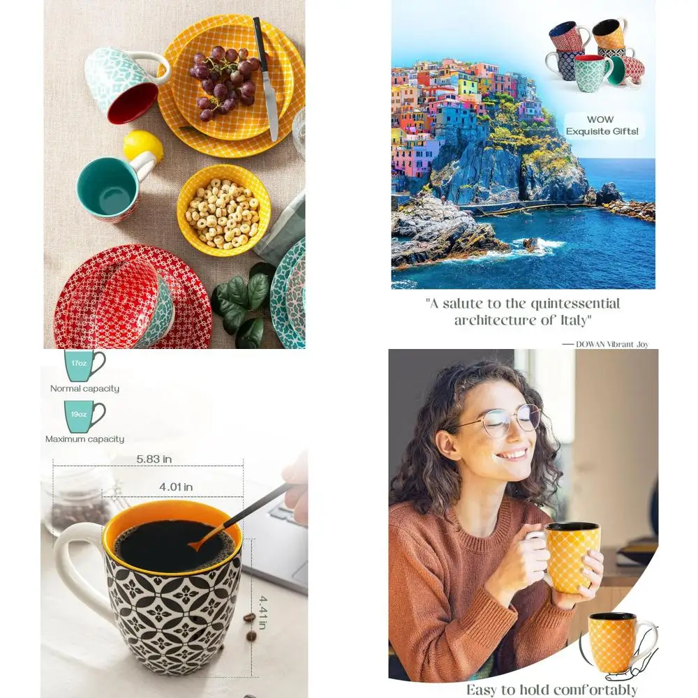 

Coffee Mugs Set of 6, 16 oz Large Porcelain Mug, Ceramic Tea Cups with Handle for Men Women, Mug Gift Set, Housewarming Wedding