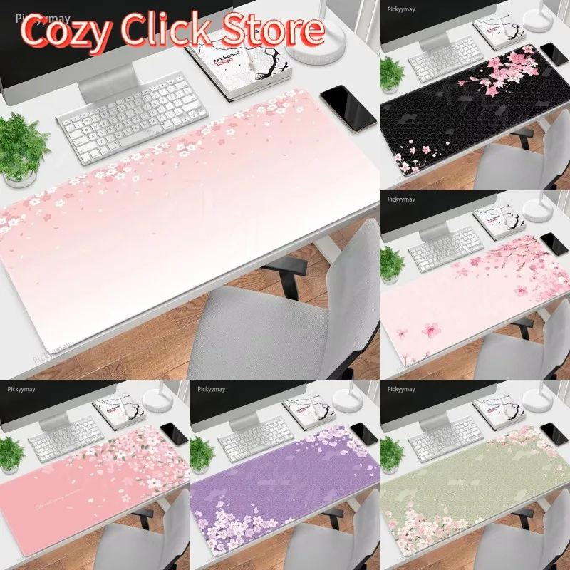 Kirschblüten-Gaming-Mauspad, groß, Sakura, Büro-Schreibtischunterlage, rutschfester Gummi-Tastaturteppich für PC, Laptop, Gamer, Computer