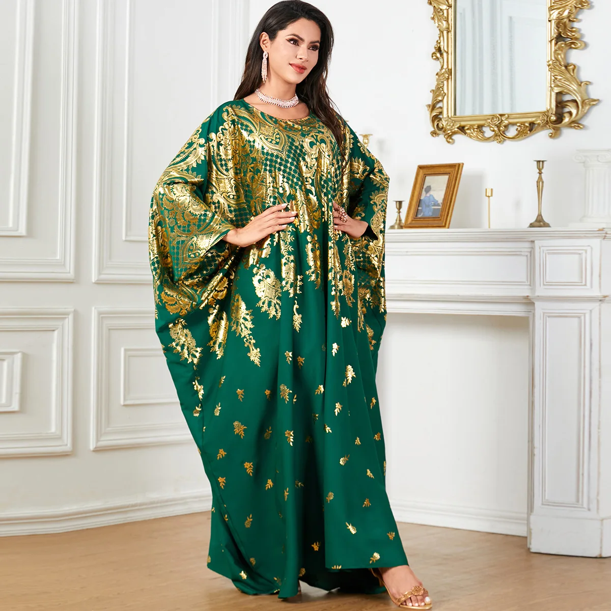 Eid Ramadan Djellaba Morocco Kaftan Women Batwing Bronzed Muslim Dress Turkey Robe Arab Caftan Femme Islam Jalabiya Dubai Abaya