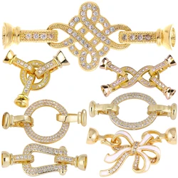 Juya DIY 18K Gold Plated Fittings Connector Fastener Lock Closure Clasps Accessories For Needlework Pearls Jewelry Making