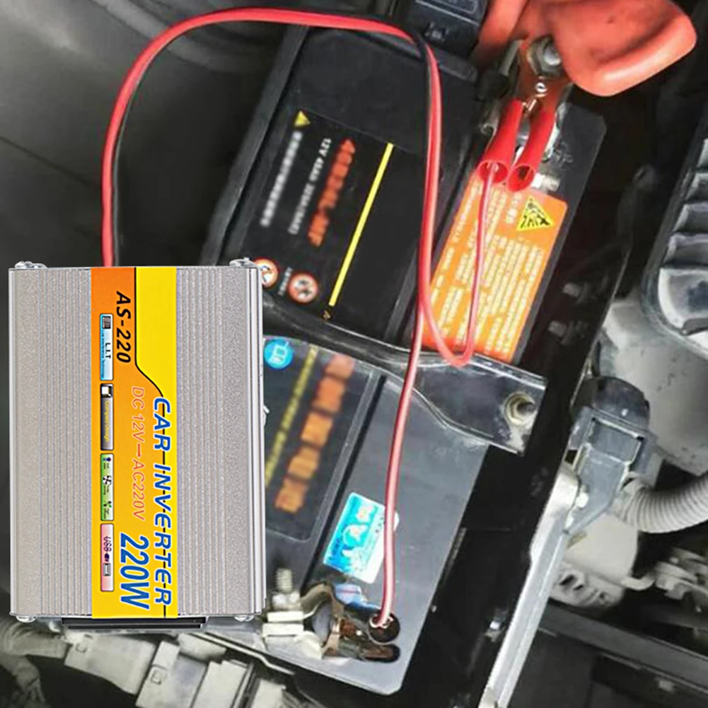 220W Car Power Inverter with USB Port DC 12V To AC 220V Car Inverter Voltage Converter for Phone Laptop Tablet