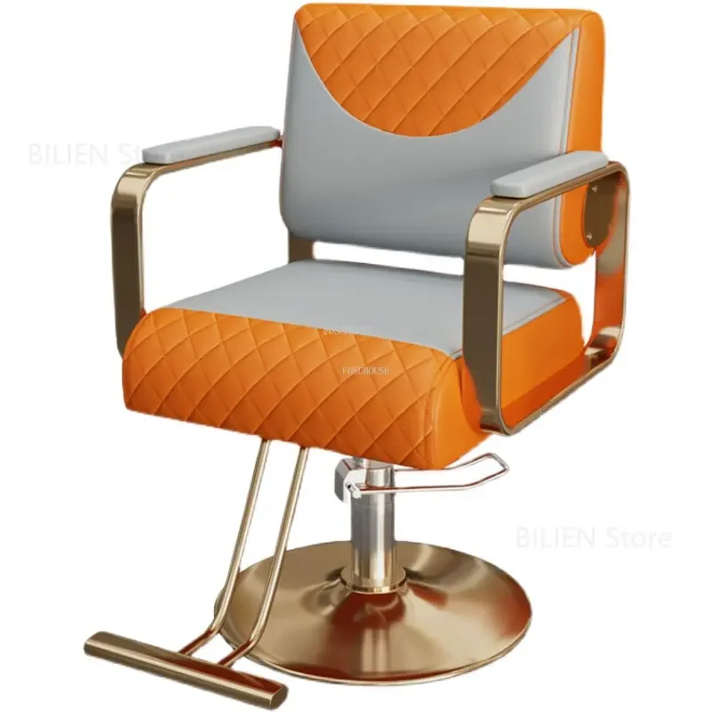 Nordic Metal Barber Chairs Reclining Professional Modern Beauty Barber Chair Shaving Makeup Cadeira De Barbeiro  Furniture