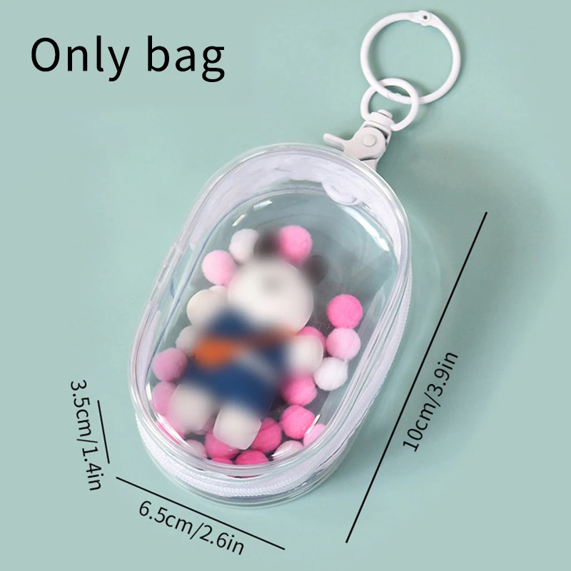 PVC Mini-Puppen-Display-Tasche Mit Reißverschluss – Transparente Aufbewahrungstasche Mit Schlüsselanhänger, 14,5x9,7 Cm