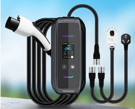 16A single-phase US new energy car charger 8A-16A portable car charger with screen iso standard