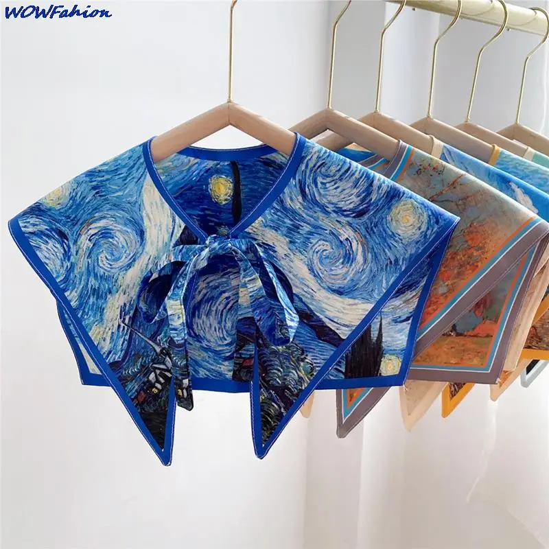 

Women Removable Print Sunscreen Shawl Scarf Decoration Small Fake Detachable Collar Protect Neck Shoulder Dress Accessories