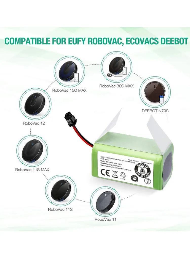 Batterie de rechange d'origine pour Conga, Deebot N79S, N79, Chr622, Robovac 11, TesEisX500, Excellent 14.4V, 2600mAh, 990, 1090, 1790