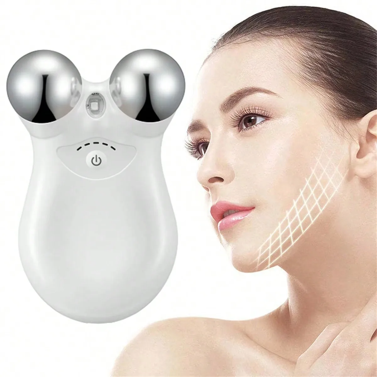 EMS Microcurrent Face Massage Stainless Steel Double Head RF Therapy Massager Skin Lifting Firming Beauty Device