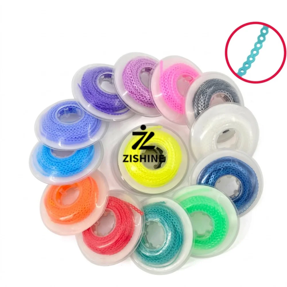 1 Roll Dental Orthodontics Rubber Power Chains 15 Feet Elastic Ligature Ties Continuous Short Long Size Teeth Gap Traction Tool
