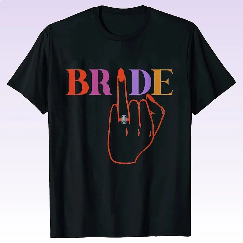 Colourful Bride Team Ring Finger T-Shirt Funny Bridal Wedding Tees Bachelorette Hen Party Tops