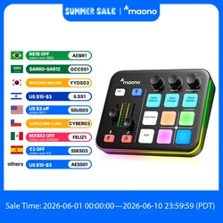 MAONO G1 NEO Gaming Audio Mixer Custom Sound Effects RGB Streaming with XLR Microphone Audio Interface for Game Voice Podcast