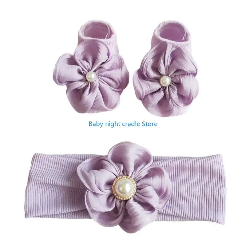 J2FF ที่คาดผมเด็กผู้หญิงน่ารัก 2 ชิ้น/เซ็ตพร้อมถุงเท้าติดโบว์ น่ารักมีสไตล์ปัจจุบัน