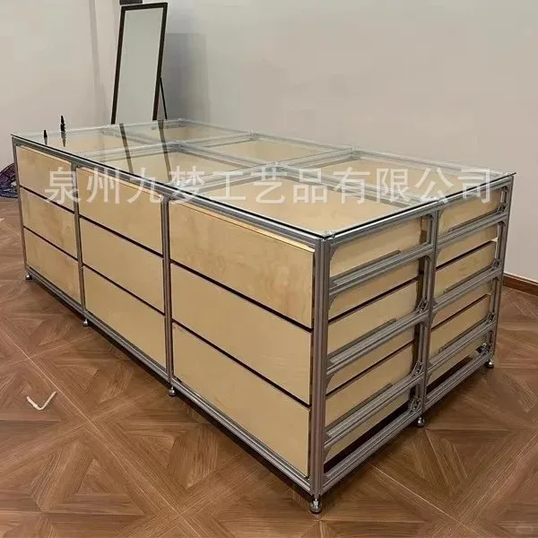 

Aluminum profile marine panel drawer display stand Commercial exhibition stand Floor to wall Sample display case Storage rack