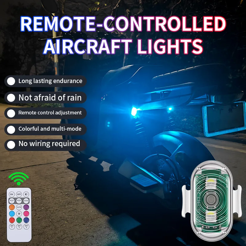 Car Strobe Light 8Color Remote Motorcycle Flash Led Anti-collision Warning Lamp Waterproof Wireless Remote Control For Car Bike