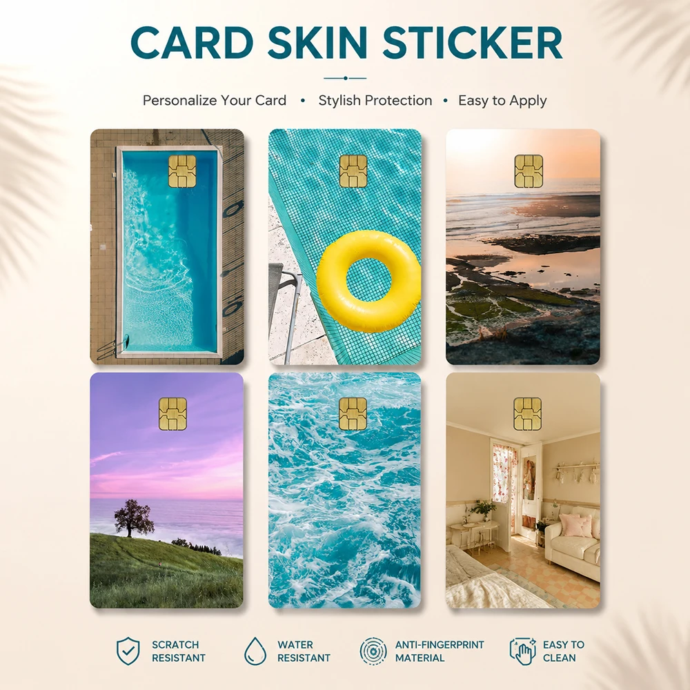 Creative Card Skin Sticker Waterproof Decorative Card Cover Self Adhesive Design Sticker for Bank Card Debit Card Transportation