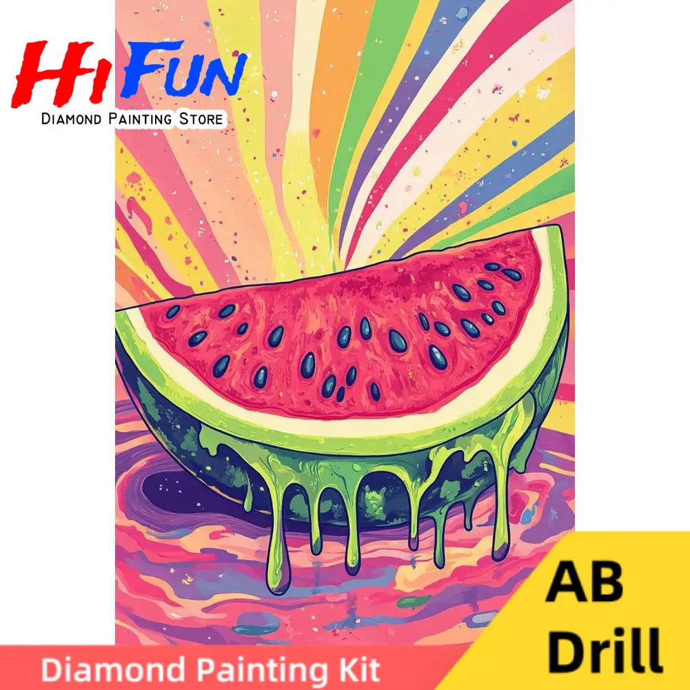 

Watermelon Poster Summer Fruit Diamond Painting Embroidery AB Drills Colorful Restaurant Decor Handicraft Dopamine Kitchen Art