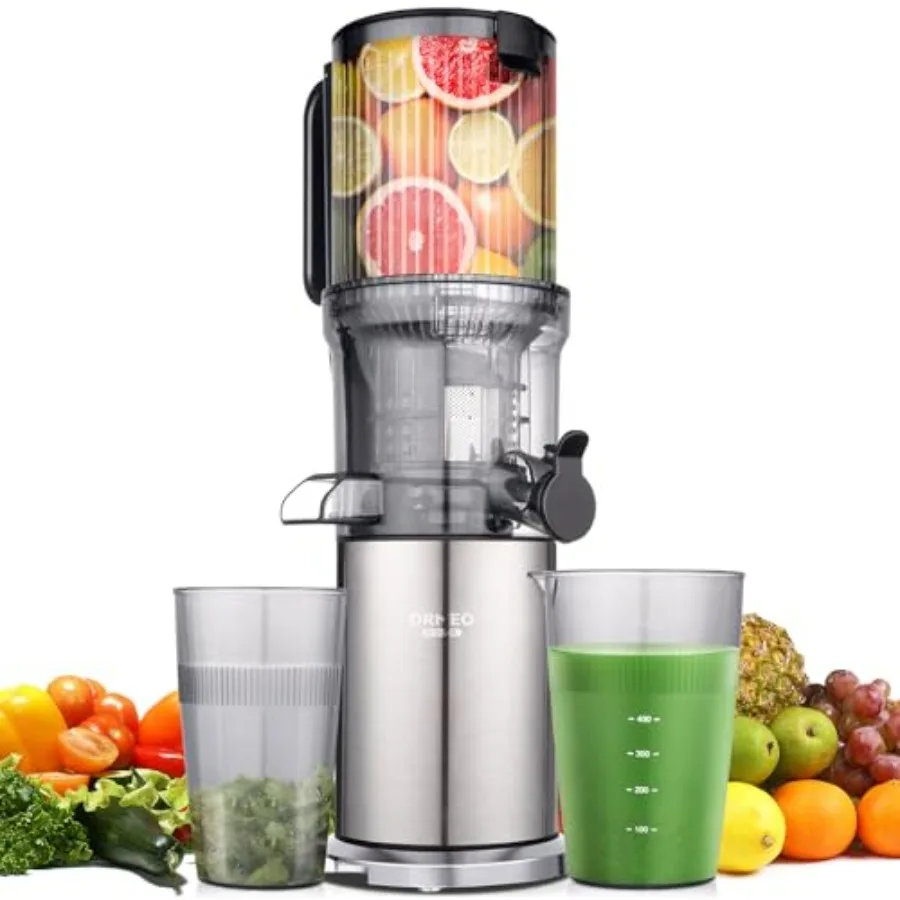 

Juicer Machines, Cold Press Juicer with 5.0” Large Feed Chute Fit Whole Fruits & Vegetables, Stainless Steel Masticating Juicer