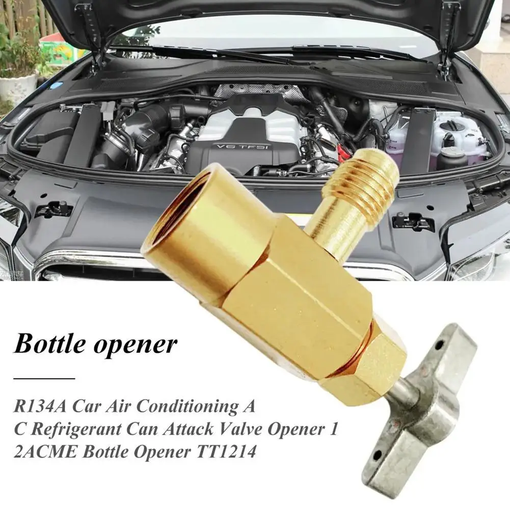 New Refill Adapter R134A Car Air Conditioning A/C Refrigerant Thread 1/4 Valve Tap Opener Gold Brass Can SAE Tap Adapter L2C8