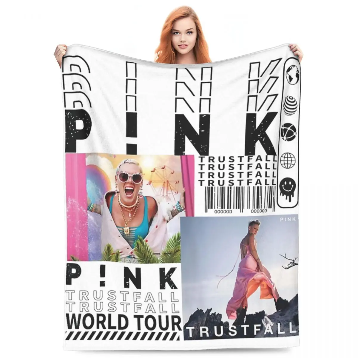 Multifunction Cool Singer Pink P!nk Blanket Accessories Sofa Decorative Pop Songs Blanket Throw Soft Flannel for Office