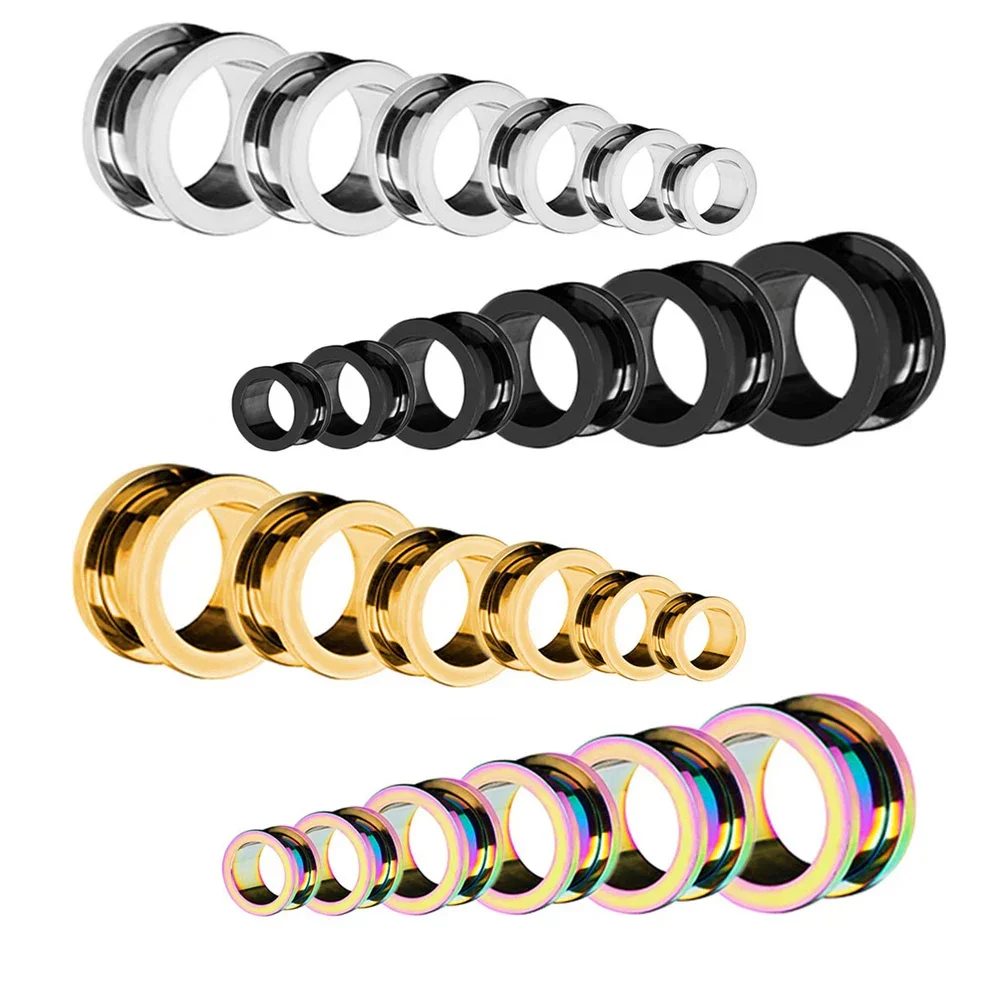 نفق ملولب فولاذية متعدد الألوان ، قابس نقالة للأذن ، مقياس 3-25 ، شحمة الأذن ، موسع ، #2