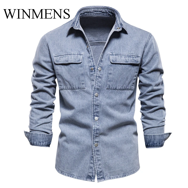 

Men's Denim Jacket 2025 Spring and Autumn Turn-down Collar Male Jeans Coat Thin Long Sleeve Vintage Tops