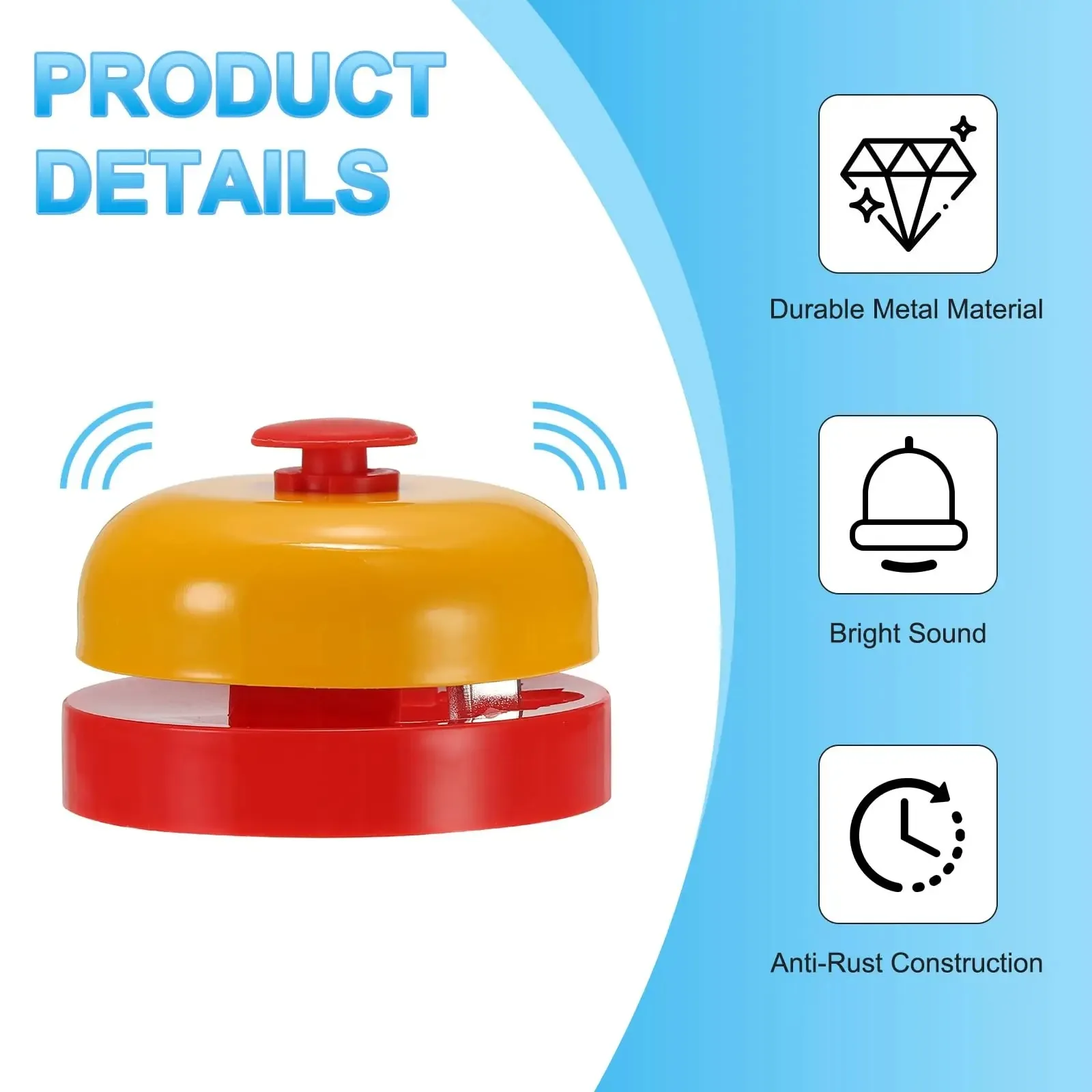 New Metal Hand Bell Delicate Durable Hand Clapping Bell Hand Pressing Service Bell Table Game Toy Accessories