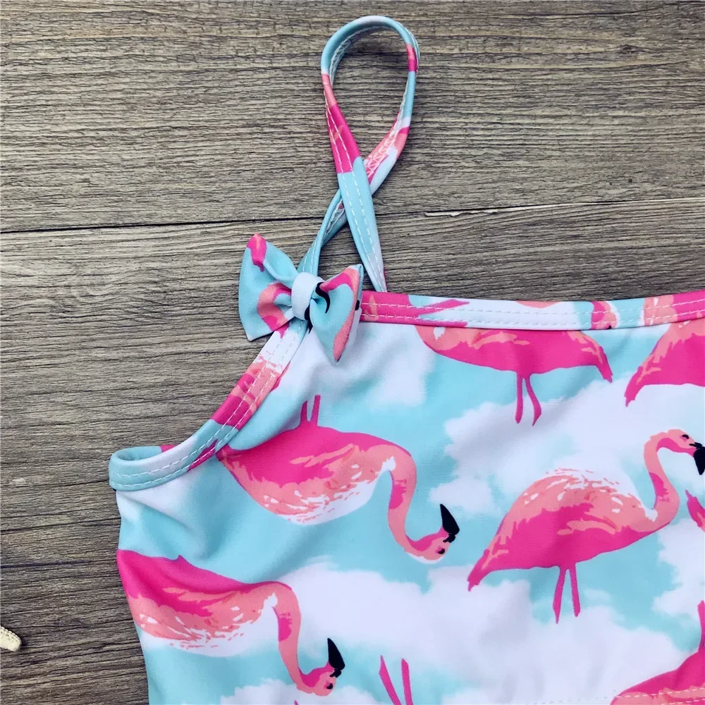 Girls Bikini Cute Flamingo Print Two Piece Beachwear Child Split Swimwear Swimsuit Baby Bathing Suit For Kids Baby Girls Biquini