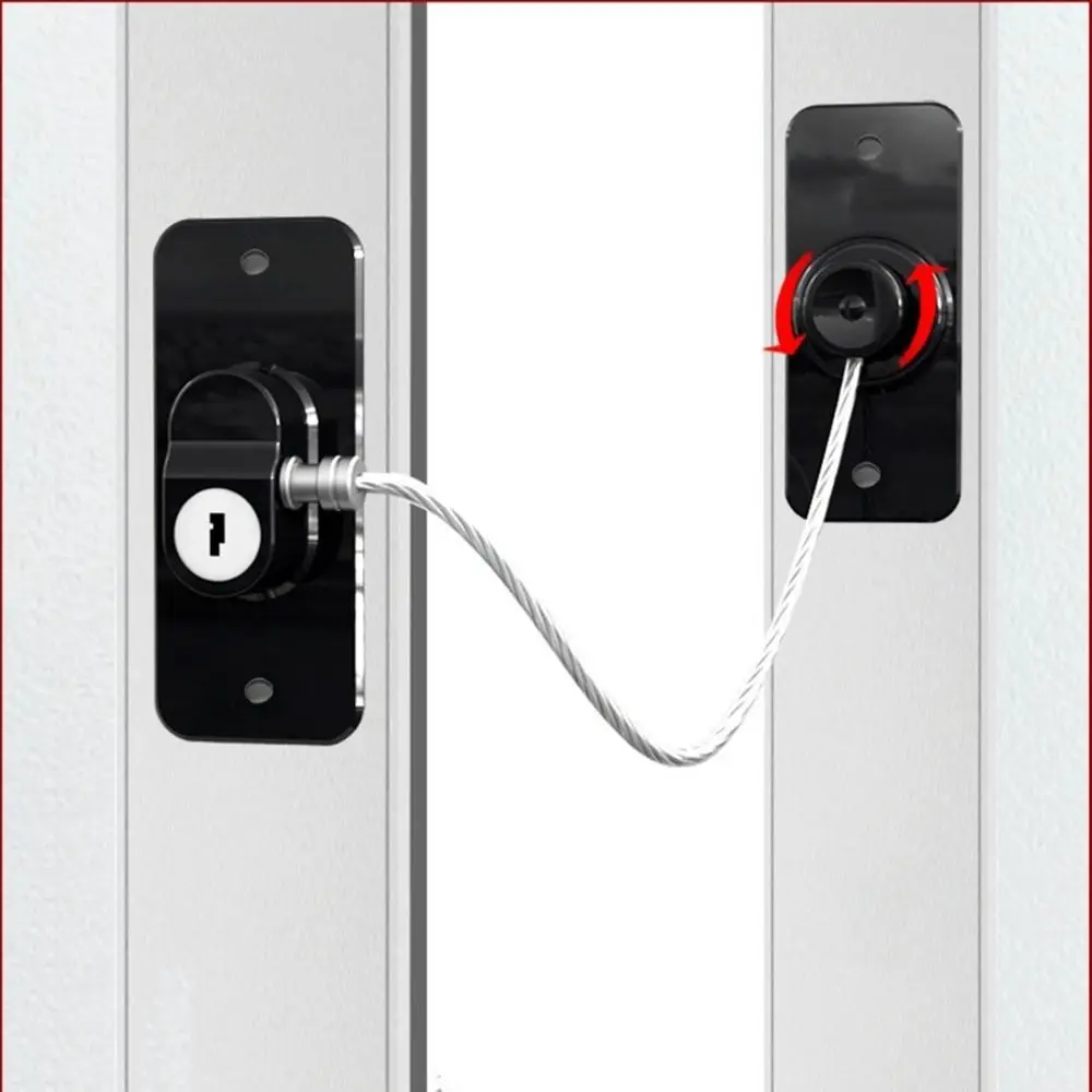 Refrigerator Lock Plastic Windows Lock with Key Children Safety Windows Lock Door Safety Restrictor Window