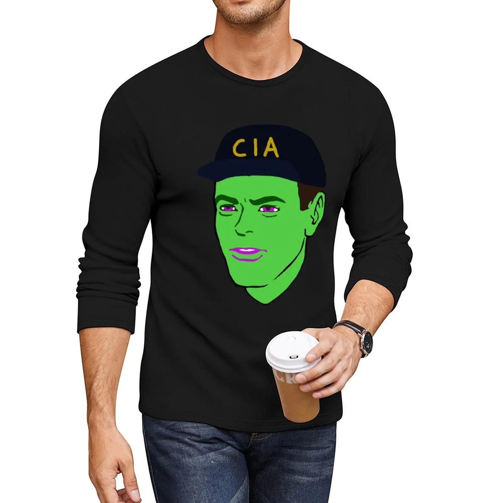 CIA Glow Guy - Meme, Glow In The Dark, Terry Davis Long T-Shirt graphic t shirts t shirt men