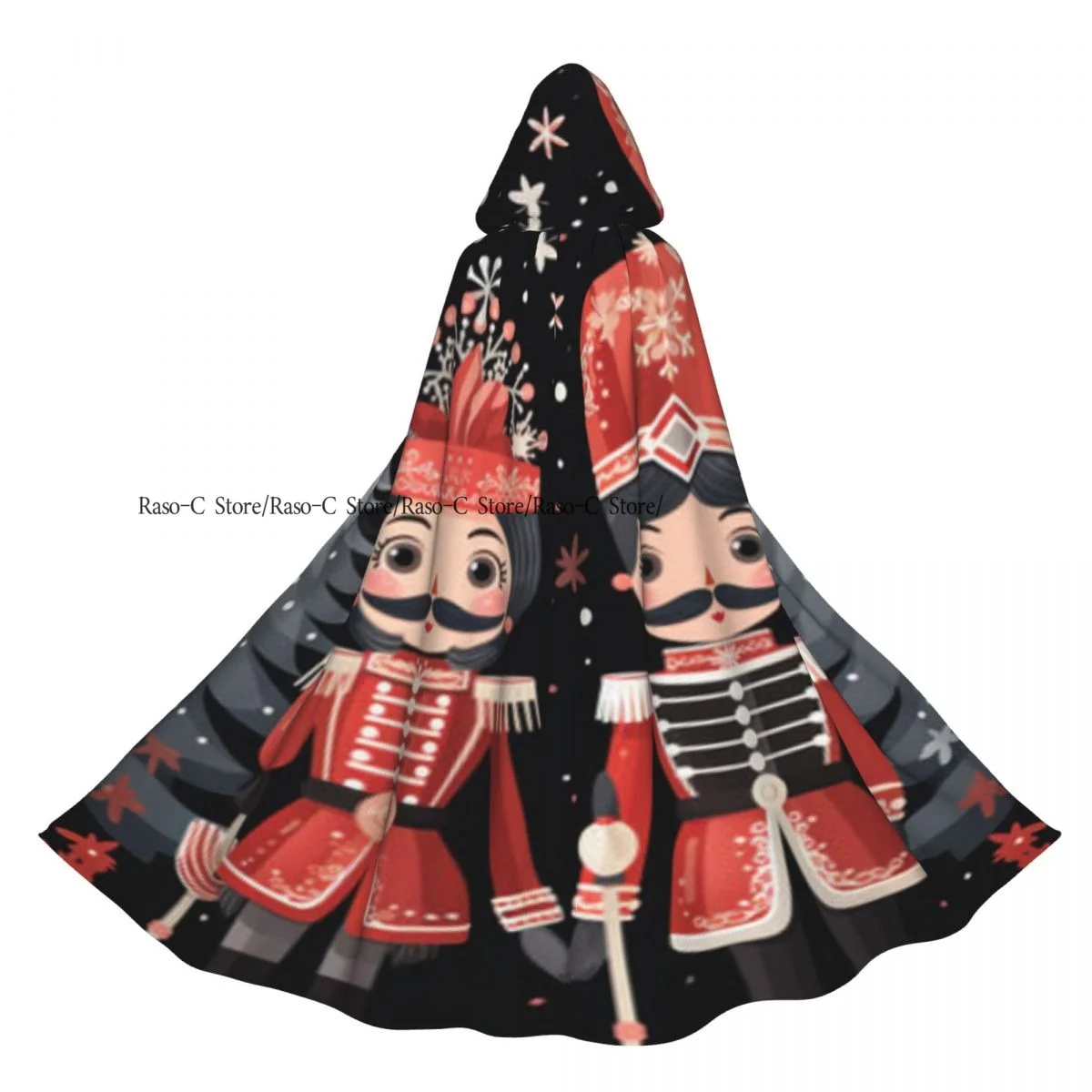 Hooded Cloak Unisex Cloak with Hood Nutcrackers Print Cloak Vampire Witch Cape Cosplay Costume