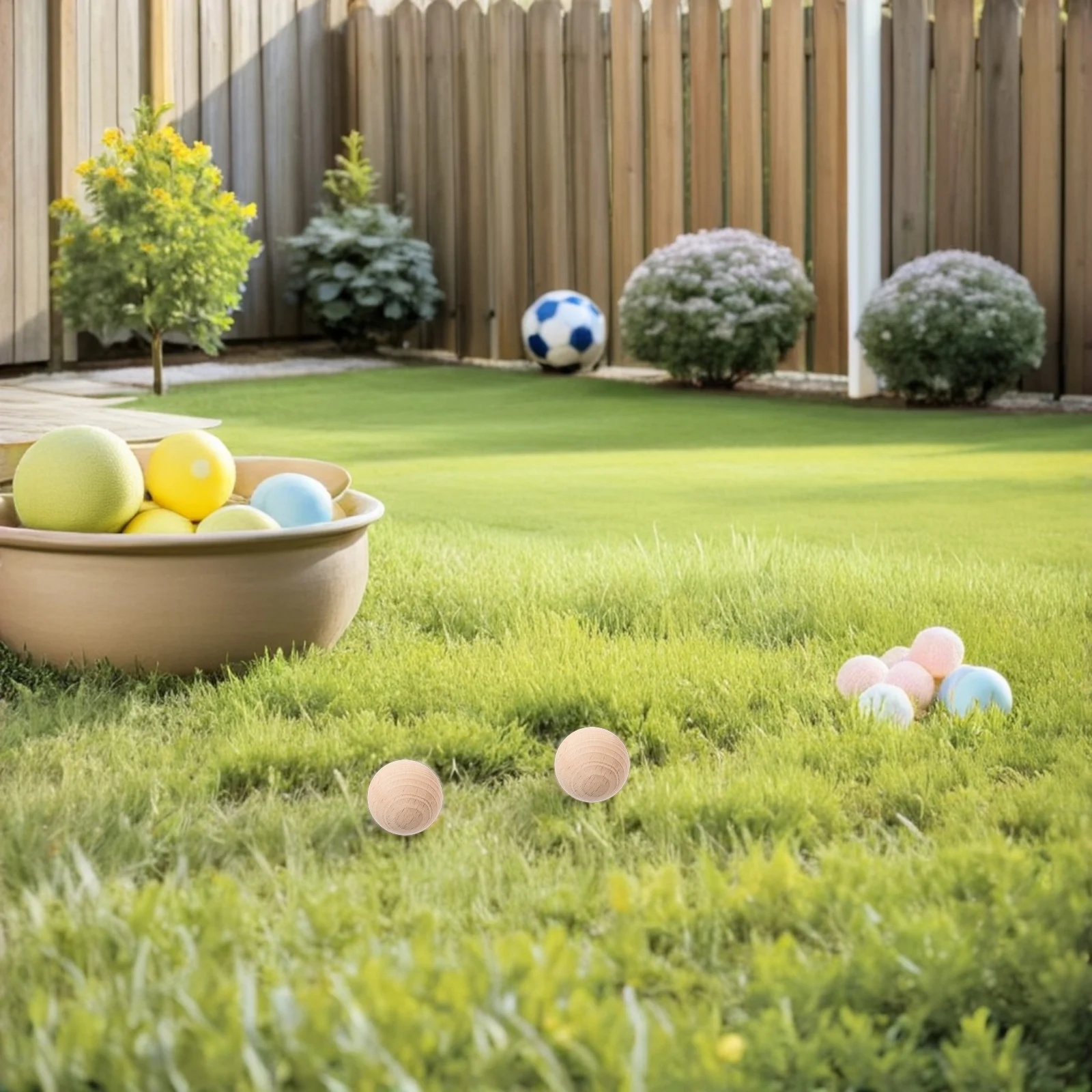 

4pcs Wooden Croquet Balls 3.5 Cm Natural Wood Lawn For Kids Outdoor Play Portable Rolling Sports Set