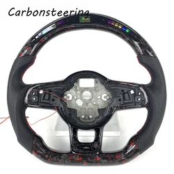 Cars accessories Customized LED Display Forged Carbon Fiber Steering Wheel For VW Volkswagen Golf MK 5 6 7 8 7.5 6R 7R 8R Gti