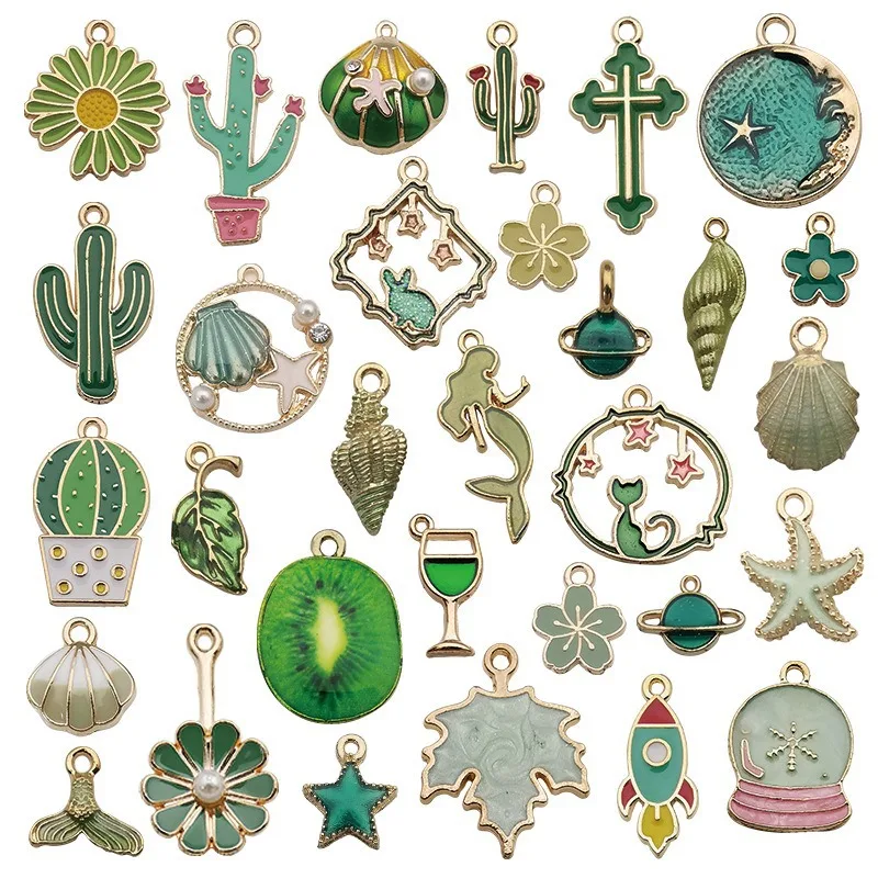 New Mix Styles 31pcs Jewelry Making Charms Drip Oil Type Plated Pendant For DIY Jewelry Handmade Jewelry Accessories Wholesale image 5