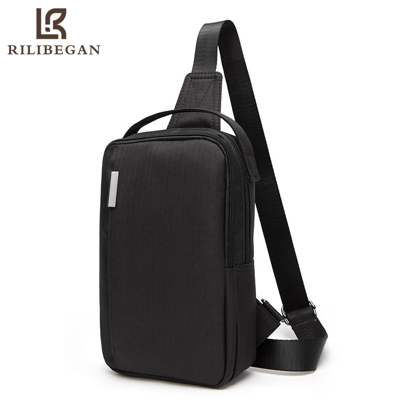 High Quality Linen Material Men Chest Bag Headphone Jack Function Crossbody Bag for Men Large Capacity Messenger Men Bag