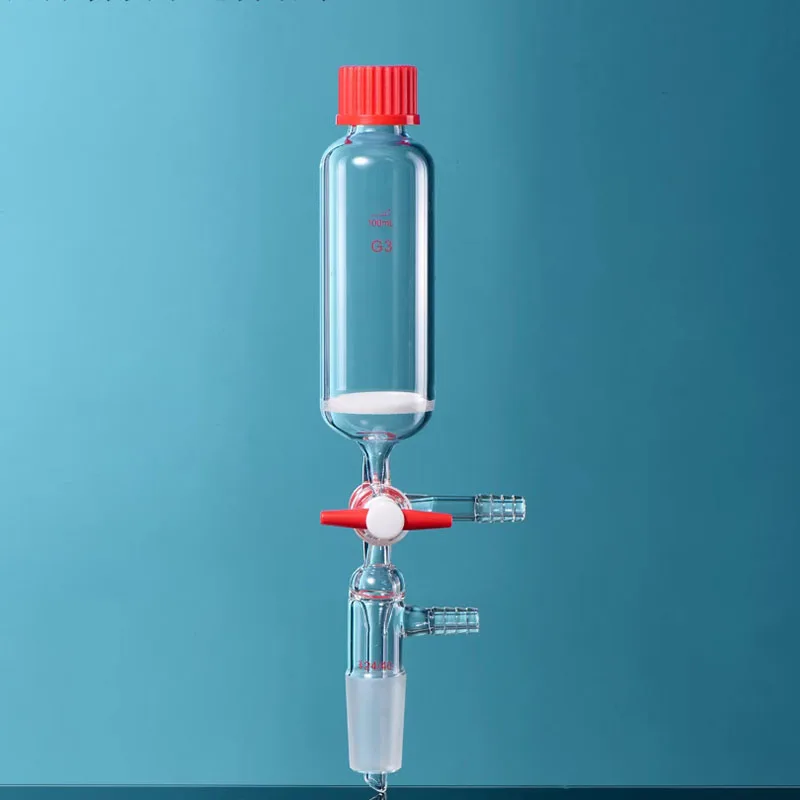 Polypeptide solid phase synthetic tube with sand core plate threaded tee piston joint high borosilicate glass