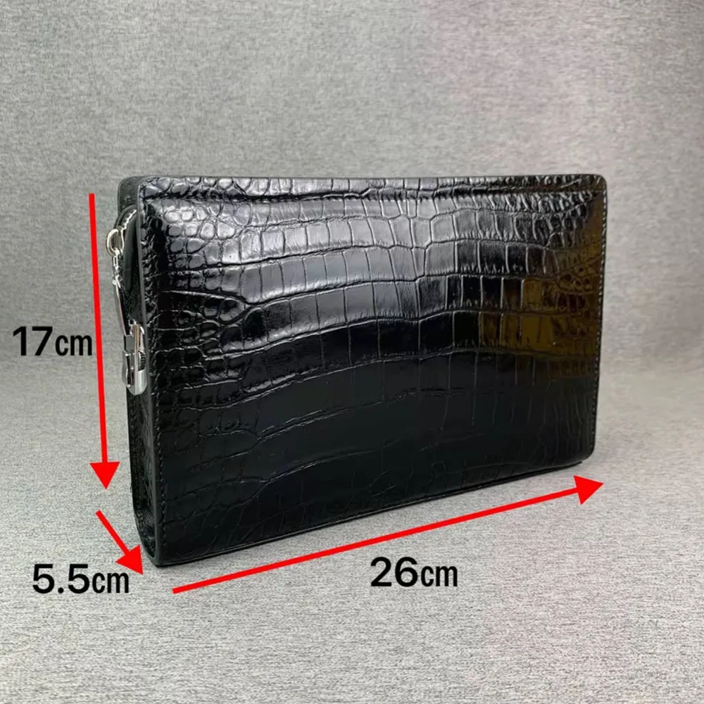 Authentic Crocodile Belly Leather Password Lock Handbag Real Crocodile Leather Men's Business Wrist Bag Card Bag