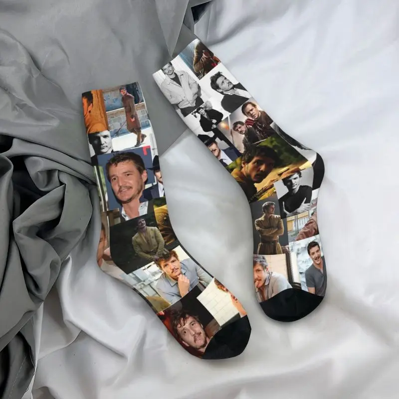 Cool Pedro Pascal Collage Socks Men Women Warm 3D Printed Sports Basketball Socks